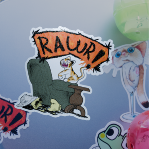 Rawr Cat Lamp 3" Sticker